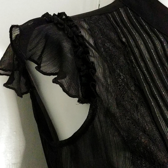 River Island UK Keyhole Tie Waist Blouse Goth Girl - Picture 5 of 7